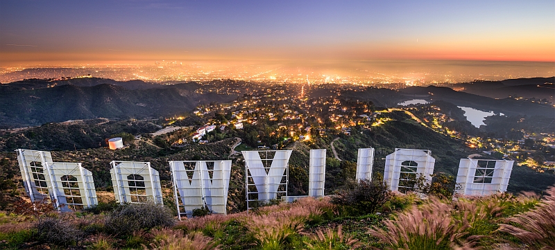 Hollywood sign overlooking los angeles